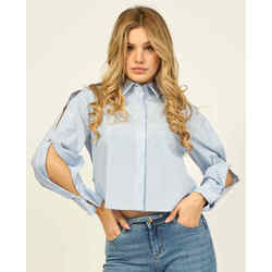 Vêtements Femme Chemises / Chemisiers Jijil Chemise crop  rayée avec boutons sur les manches Bleu