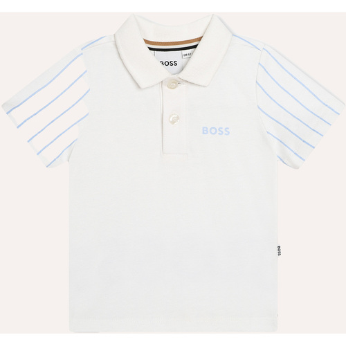 Vêtements Garçon T-shirts & Polos BOSS Polo Collar pour enfant en coton avec détail rayé Blanc
