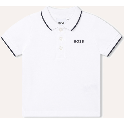 Vêtements Garçon Bermuda Pour Enfant En Coton BOSS Polo  pour enfant avec logo sur la poitrine Blanc