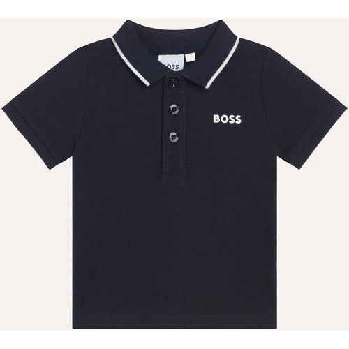 Vêtements Garçon Recevez une réduction de BOSS Polo  pour enfant avec logo sur la poitrine Bleu