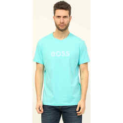 Vêtements Homme T-shirts ecru & Polos BOSS T-shirt homme  en jersey de coton avec logo Bleu