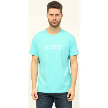 Vêtements Homme T-shirts & Polos BOSS T-shirt homme  en jersey de coton avec logo Bleu