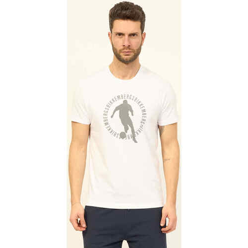 Vêtements Homme Bibliothèques / Etagères Bikkembergs T-shirt  avec imprimé footballeur Blanc