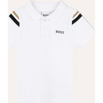 Vêtements Garçon T-shirts & Polos BOSS Polo  pour enfant en Manga avec logo Blanc