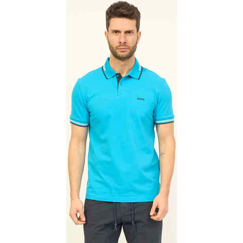 Vêtements Homme T-shirts & Polos BOSS Polo homme coupe slim  à rayures contrastées Bleu