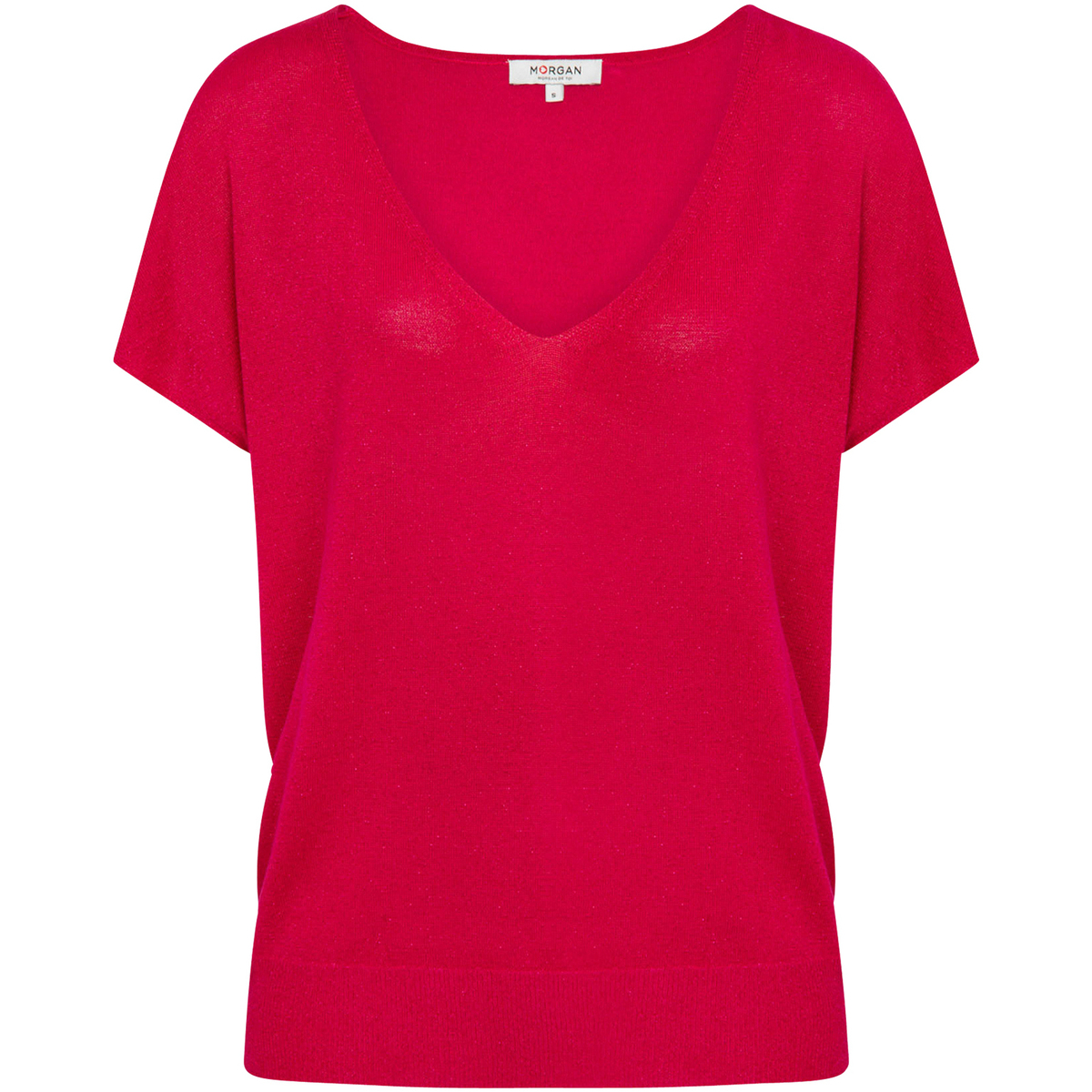 Vêtements Homme T-shirts manches courtes Morgan T-shirt col v Rouge
