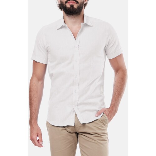 Vêtements Homme Chemises manches longues Hopenlife Chemise lin manches courtes EZREAL blanc