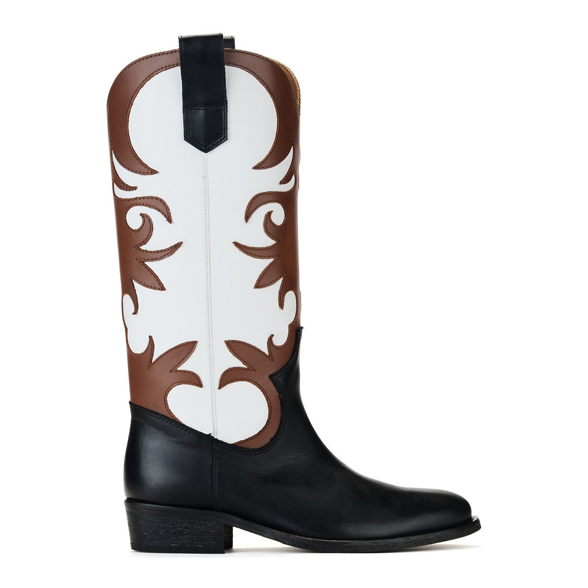 Chaussures Femme Bottes ville Via Roma 15 Texano  noir blanc et cuir Autres