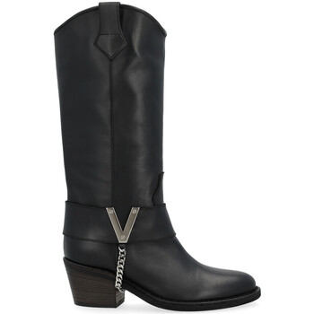 Chaussures Femme Bottes ville Taies doreillers / traversins Botte Texan  noir avec V argenté Autres