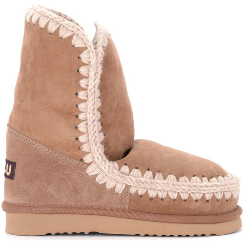Chaussures Femme Low boots Mou Botte  Eskimo 24 en peau de mouton marron et rose double Autres