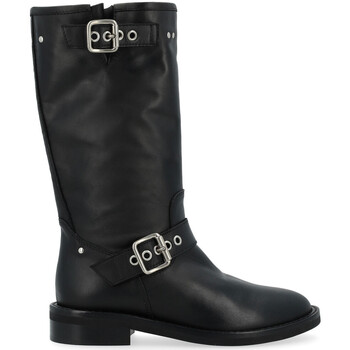 Chaussures Femme Bottes ville Tops / Blouses Biker boot  en cuir noir Autres