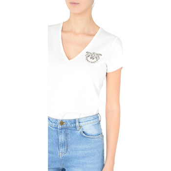 Pinko T-shirt  blanc avec logo brillant Autres