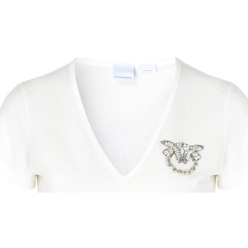 Vêtements Femme Collection Printemps / Été Pinko T-shirt  blanc avec logo brillant Autres