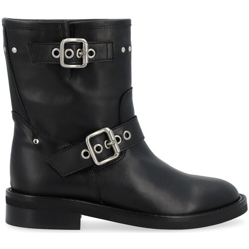 Chaussures Femme Low boots Stivale Leather Donna Nero Bikers  modèle 4185 en cuir noir Autres