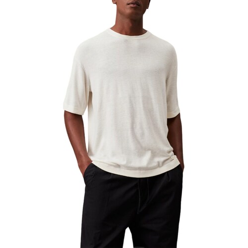 Vêtements Homme Polos manches longues Calvin Klein drawstring JEANS K10K112852 Blanc