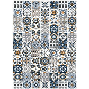 Maison & Déco Tapis Mani Textile Tapis de Cuisine Carreaux de Ciment Bleu