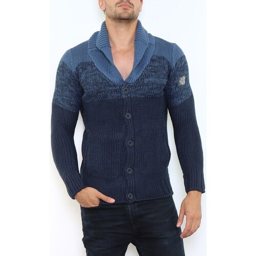 Vêtements Homme Gilets / Cardigans Hopenlife Gilet col chale EVIDAL bleu marine
