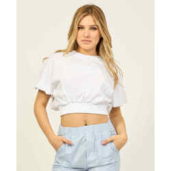 Vêtements Femme T-shirts & Polos Jijil T-shirt col rond  en coton modèle crop Blanc