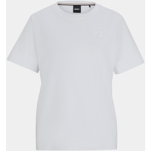 Vêtements Femme T-shirts & Polos BOSS T-shirt femme  à col rond avec monogramme brodé Blanc