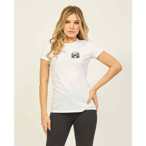 Vêtements Femme T-shirts & Polos BOSS T-shirt femme  en coton avec imprimé saisonnier Blanc