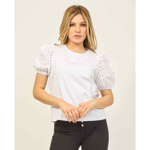 Vêtements Femme T-shirts manches courtes Gaudi T-shirt  avec logo et strass Blanc