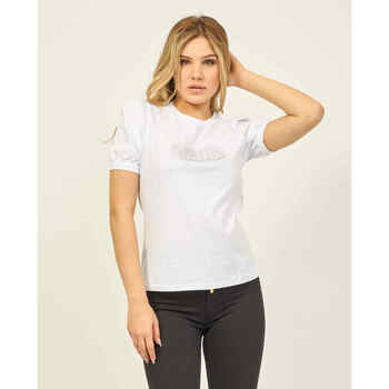 Vêtements Femme Jean Droit Femme Gaudi T-shirt  avec logo et strass Blanc