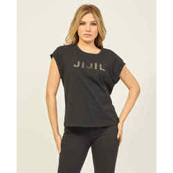 Vêtements Femme T-shirts & Polos Jijil T-shirt  en coton avec logo et strass Noir