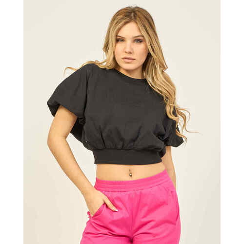 Vêtements Femme T-shirts & Polos Jijil T-shirt col rond  en coton modèle crop Noir