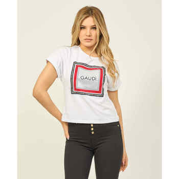 Vêtements Femme Surélevé : 9cm et plus Gaudi T-shirt femme  en jersey de coton Blanc