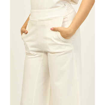 Jijil Pantalon femme  en coton mélangé avec zip latéral Blanc