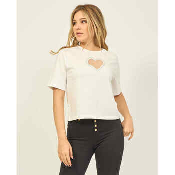 Vêtements Femme T-shirts & Polos Jijil T-shirt femme  avec ouverture et applications Blanc