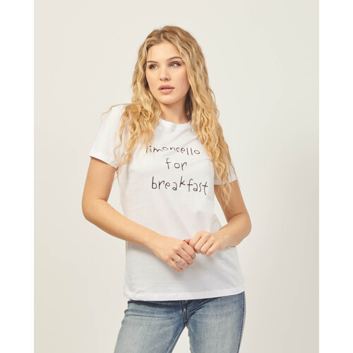 Vêtements Femme T-shirts & Polos EAX T-shirt AX en coton Pima avec imprimé sur le devant Blanc