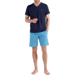 Vêtements Homme Pyjamas / Chemises de nuit Hom Pyjama court coton fermé Bleu