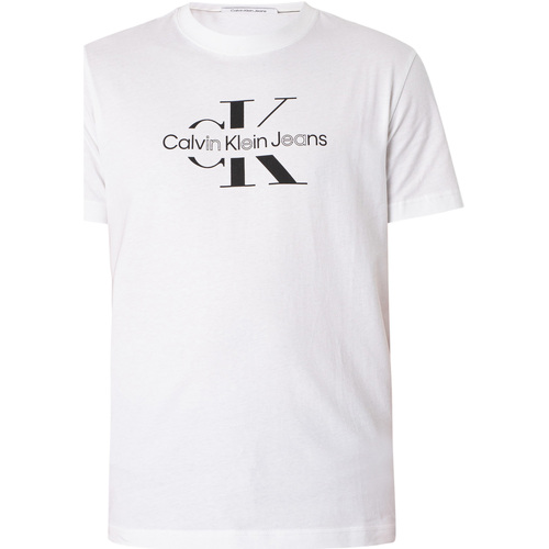 Vêtements Homme Zebra Hooded Sweatshirt Calvin Klein Jeans T-shirt contour perturbé Blanc
