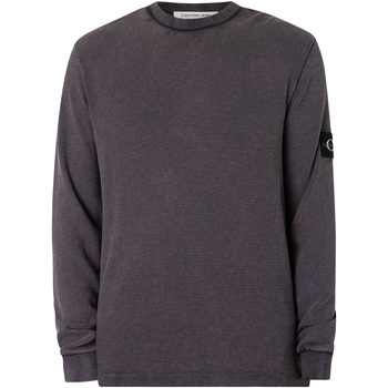 Vêtements Homme Zebra Hooded Sweatshirt Calvin Klein Jeans T-shirt à manches longues gaufré avec badge délavé Noir