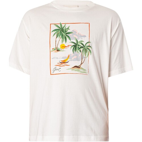 Vêtements Homme T-shirts manches courtes Gant T-shirt graphique imprimé Hawaï Blanc