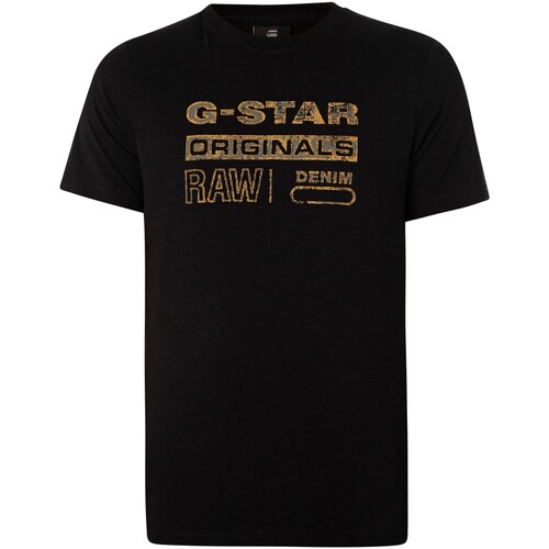 Vêtements Homme T-shirts Mid courtes G-Star Raw Originals en détresse T-shirt slim Noir