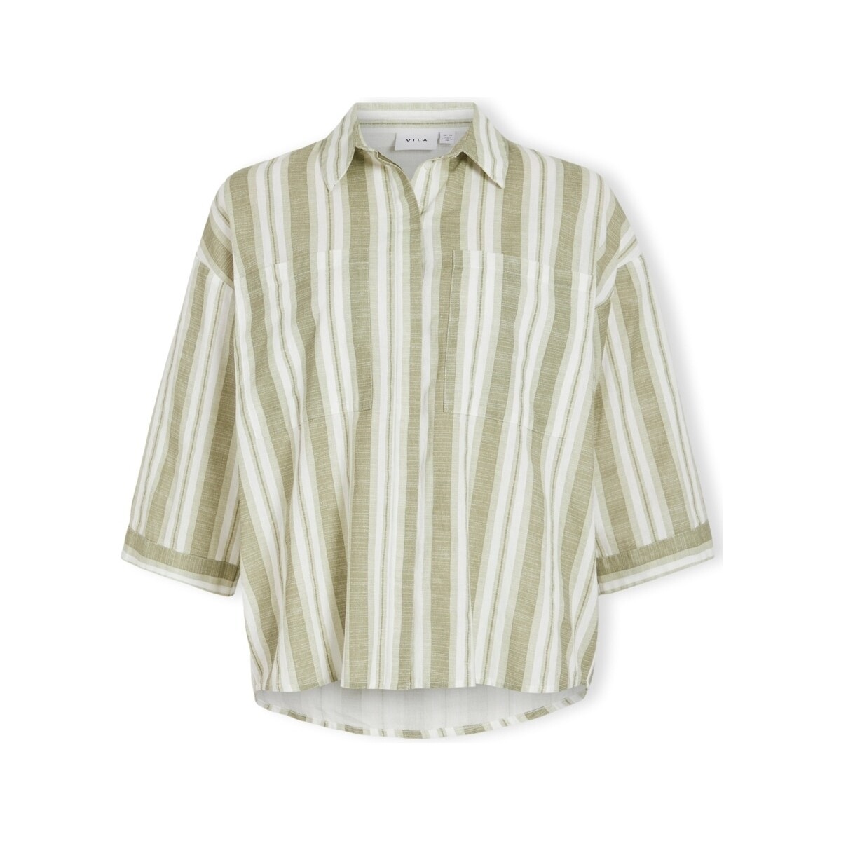 Vêtements Femme Tops / Blouses Vila Etni 3/4 Oversize Shirt - Egret/Oil Green Vert