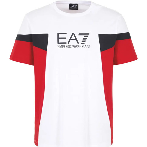 Vêtements Homme Emporio Armani logo-print abstract-pattern jacquard scarf Ea7 Emporio Armani logo-print T-shirt EA7 3DPT10 PJ02Z Uomo Bianco Blanc