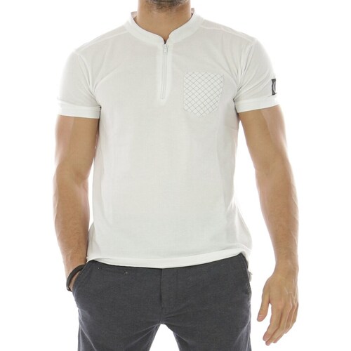 Vêtements Homme T-shirts & Polos Hopenlife Polo manches courtes col zippé POMGALU blanc