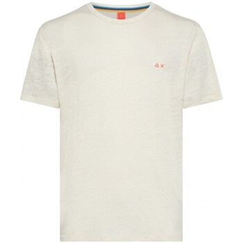 Vêtements Homme Bandana Patch Print Shirt Sun68 T-Shirt Lin Uni SS Blanc