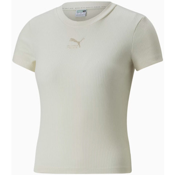 Vêtements Femme T-shirts manches courtes Puma - Tee-shirt manches courtes - écru Blanc