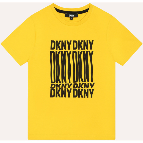 Vêtements Garçon alexander mcqueen harness blouson jacket Dkny T-shirt en coton imprimé Jaune