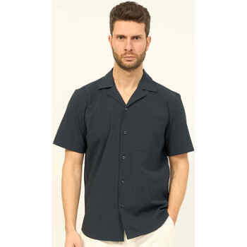 Vêtements Homme Chemises manches longues BOSS Chemise coupe décontractée  bleue en coton stretch Bleu