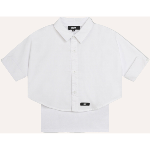 Vêtements Fille Chemises / Chemisiers Dkny Chemise fille 2 en 1 Blanc