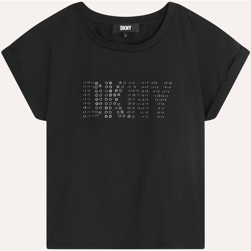 Vêtements Fille T-shirts & Polos Dkny T-shirt noir à manches courtes  pour fille Noir