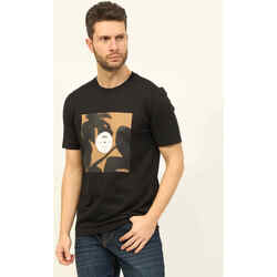 Vêtements Homme T-shirts ecru & Polos BOSS T-shirt  coupe classique en jersey de coton avec imprimé Noir
