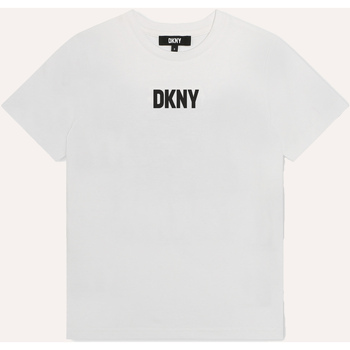 Vêtements Garçon alexander mcqueen harness blouson jacket Dkny T-shirt en coton à manches courtes  pour garçon Blanc