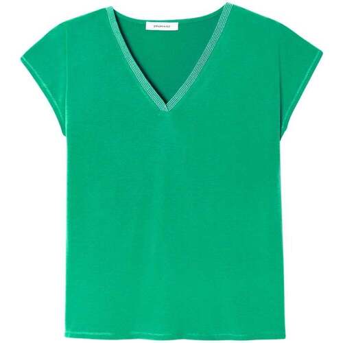 Vêtements Femme Tops / Blouses Promod T-shirt col V détail irisé Vert