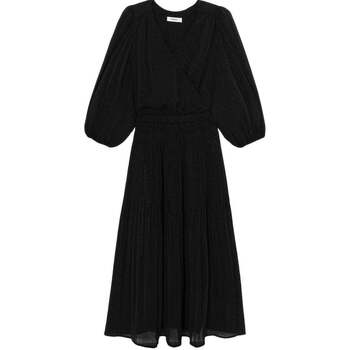 Vêtements Femme Robes longues Promod Robe satin motif ton sur ton Noir